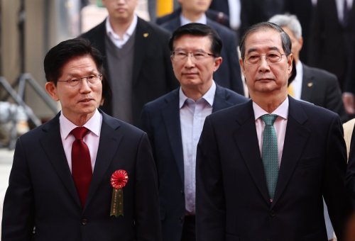 김문수 국힘 대선 후보와 한덕수 예비후보