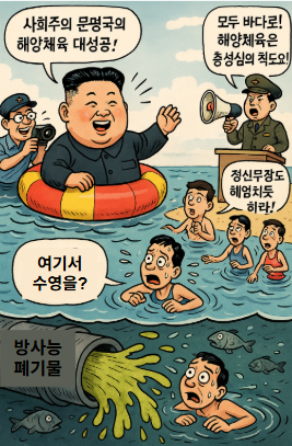 북한 방사능 오염을 비판하는 만평