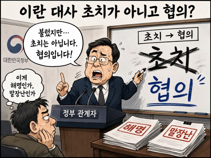 청와대 왈.. 초치가 아니라 협의?
