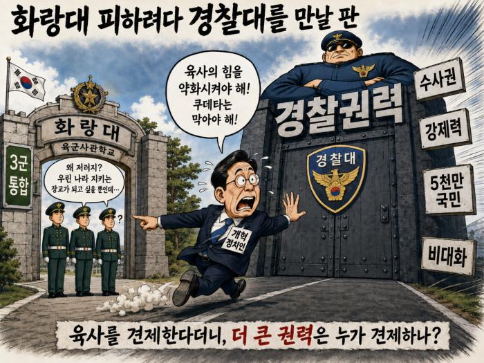 경찰에게 뒤통수 맞을 거 같은 느낌..